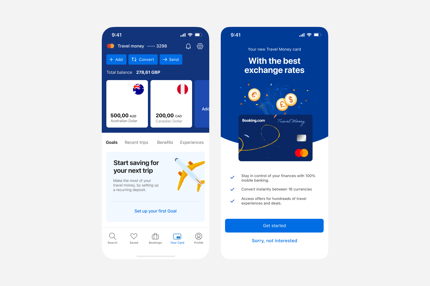 Booking.com app screens
