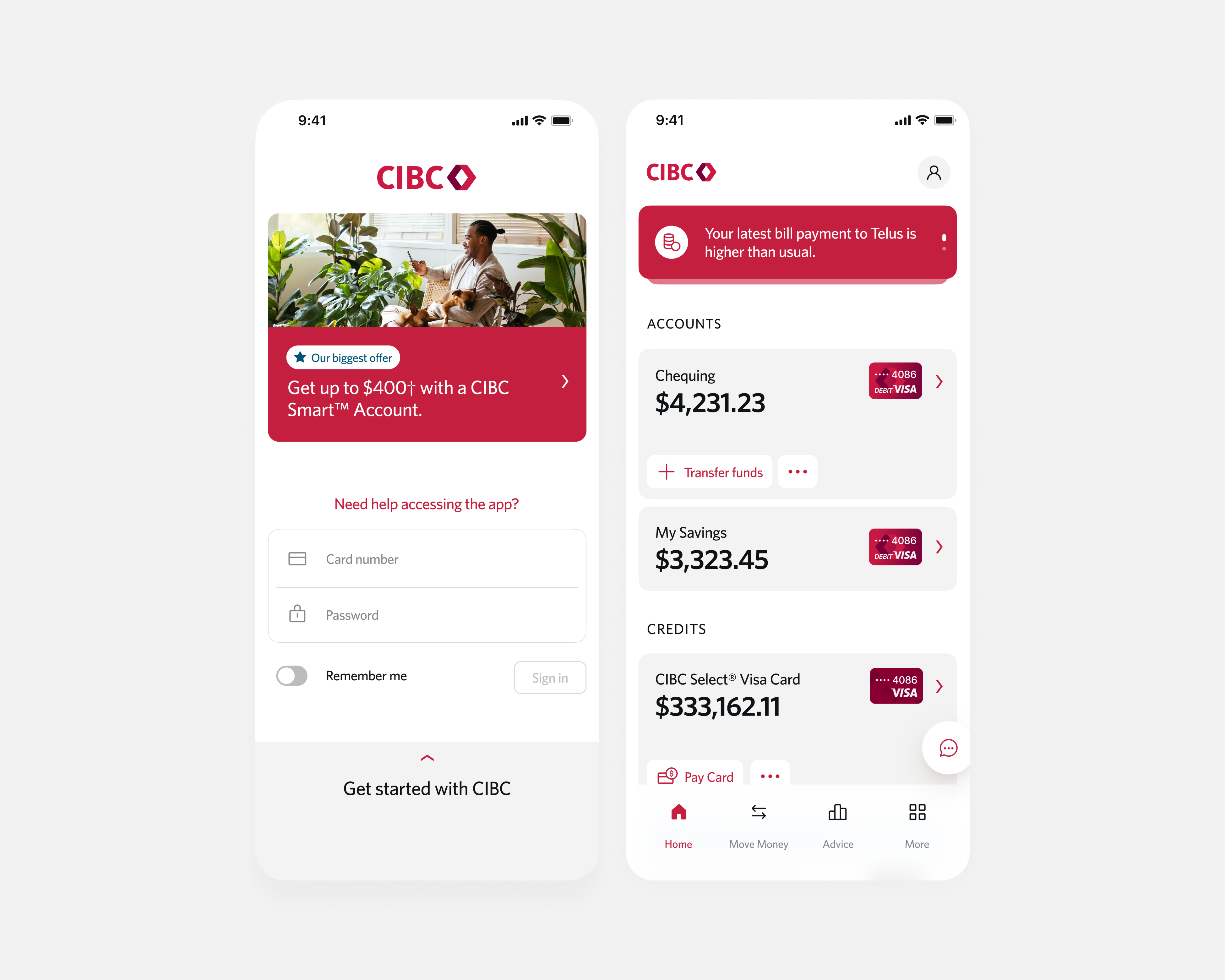 CIBC app screen