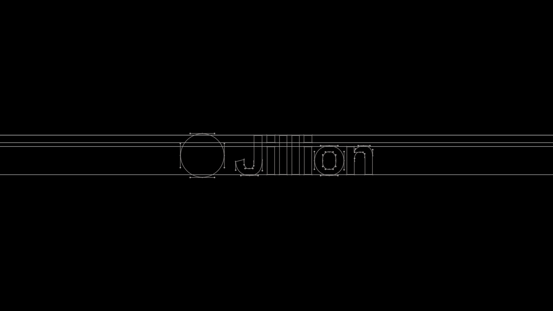 Jillion logotype construction with vector bezier points and guides